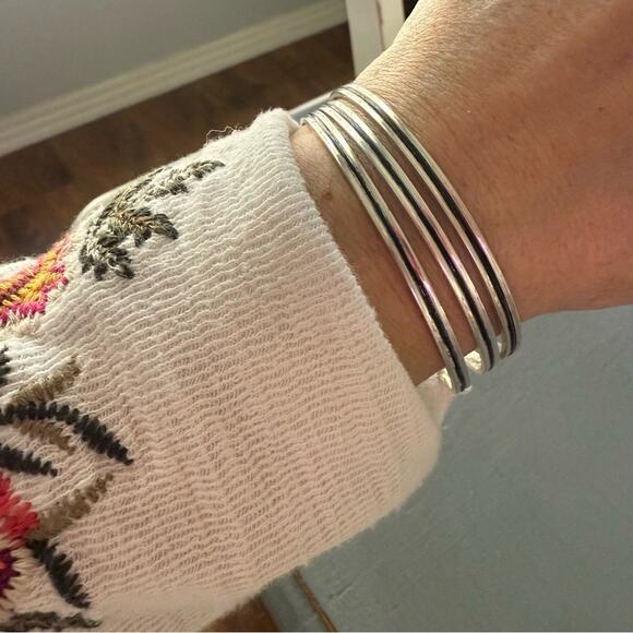 Sterling Silver 3 Bangle Bracelets - Picture 1 of 13